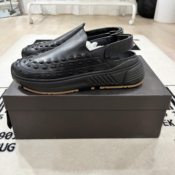 Bottega Veneta Laced Detail Speedster Sneaker Mules / Clogs in Storm Cuir